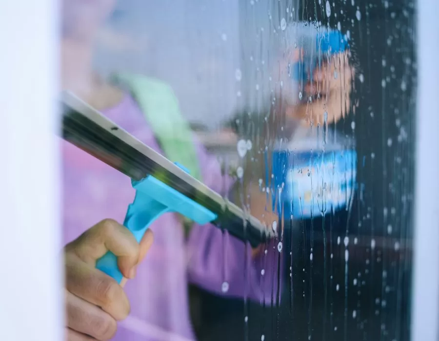 Woman Cleaning Window